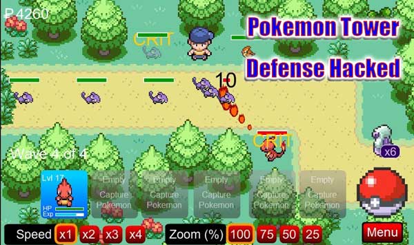 screenshot pokemon tower defense game hacked
